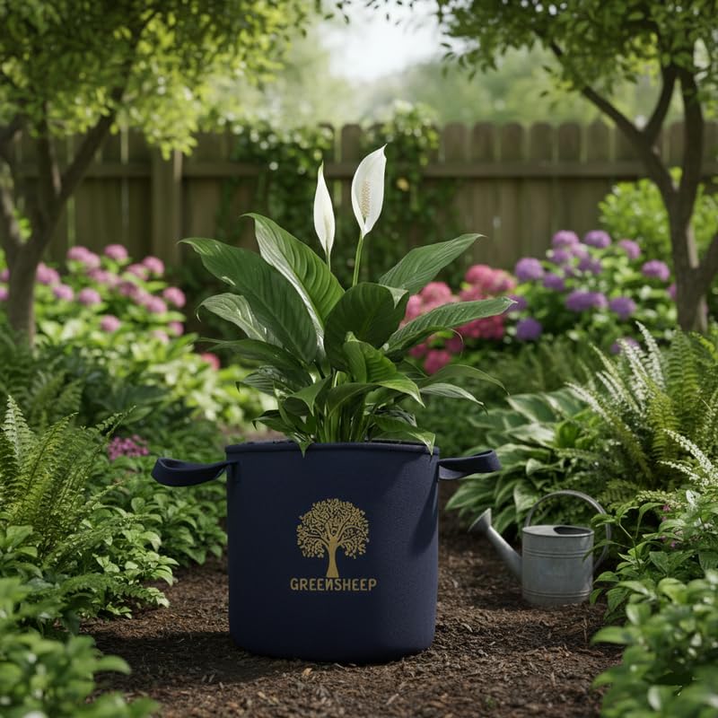 Image of GREENSHEEP Geo Fabric Grow Bags for Terrace Gardening, Balcony, Vegetables, Plants, Fruits and Flower with Handles - Breathable and Reusable Plant Bags for Indoor (Blue) (Pack of 3) (Size-6x3)