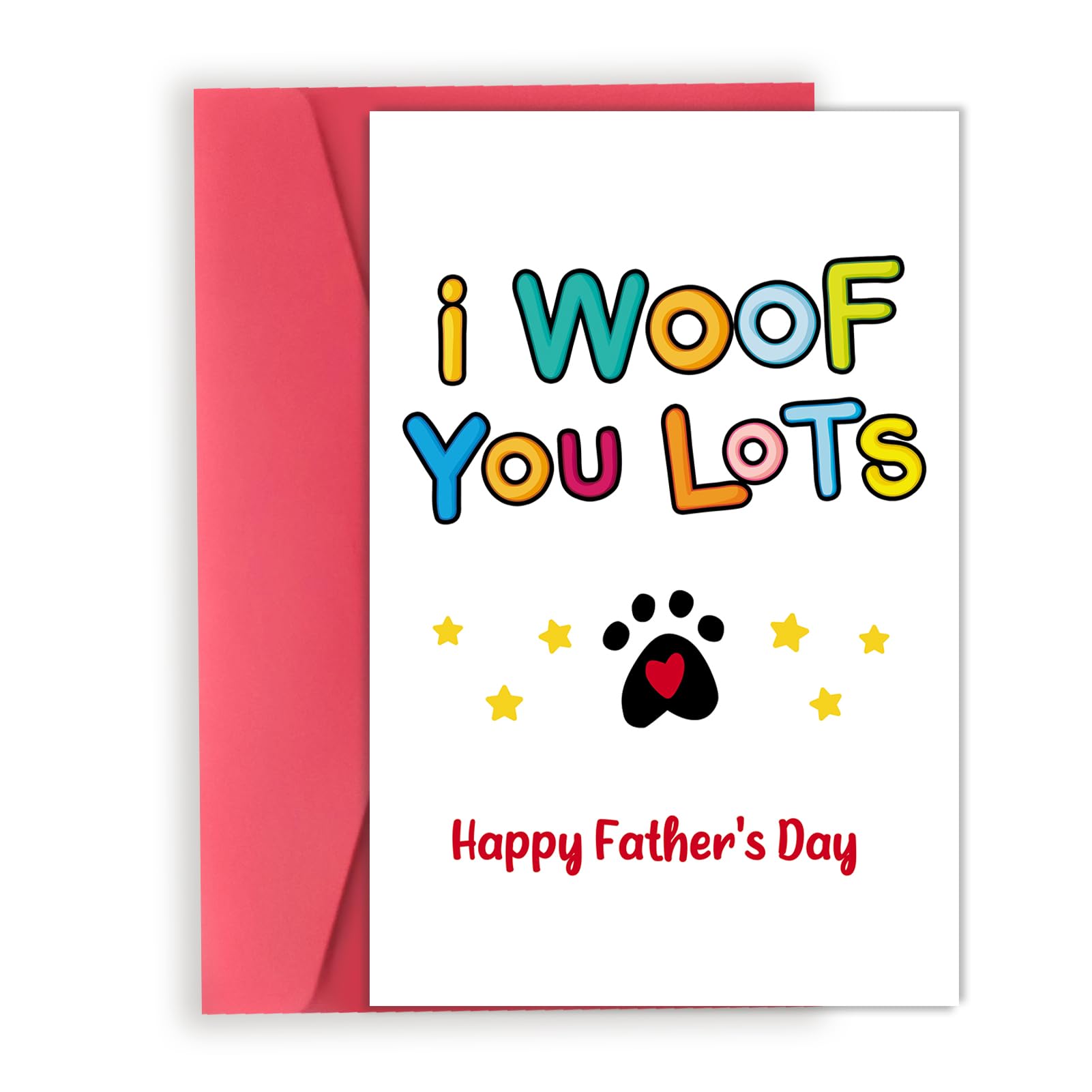 Asmallgf Funny Fathers Day Card from Dog, Dog Father Gifts for Men, Unique Frther Day Gift Idea for Dog Dad, Fathers Day Card, ”I Woof You Lots”