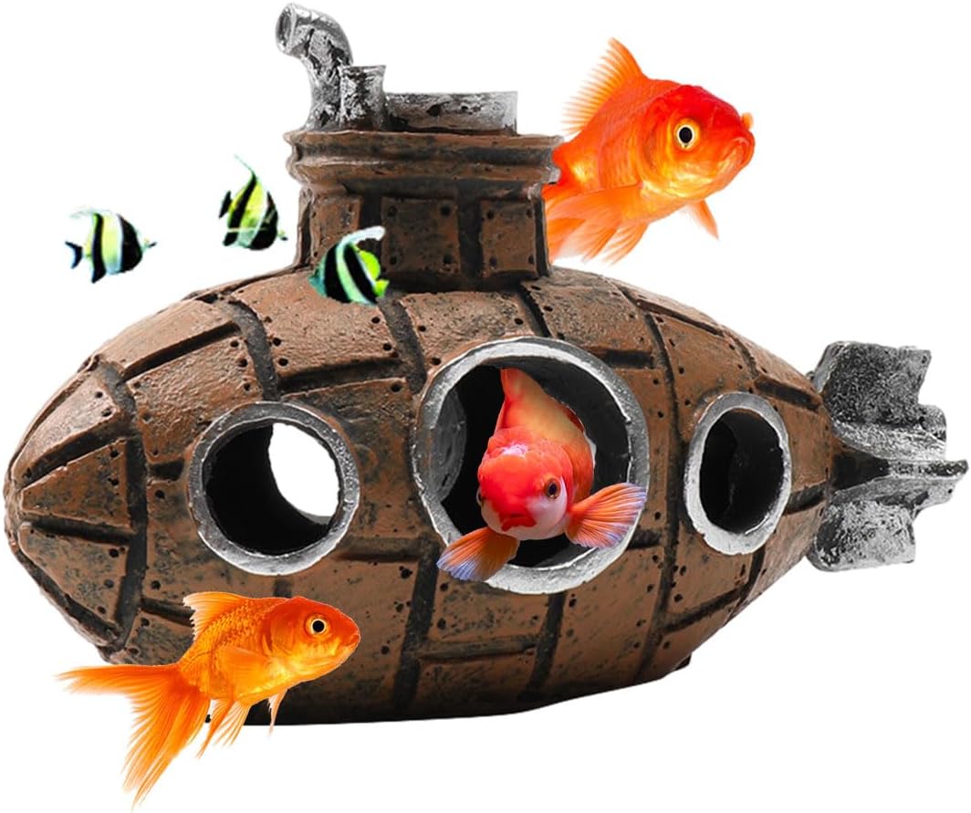 HyzaPhix Aquarium Ornaments Submarine Fish Tank Decoration Fish