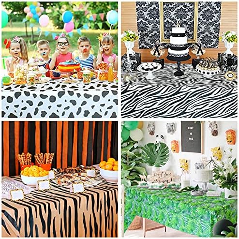Hegbolke 8Pcs Animal Safari Theme Zoo Print Table Cover - Animal Theme Tablecloth Jungle Table Cover for Animal Theme Party Supplies Birthday Party Baby Showers Zoo Jungle Safari Themed Party