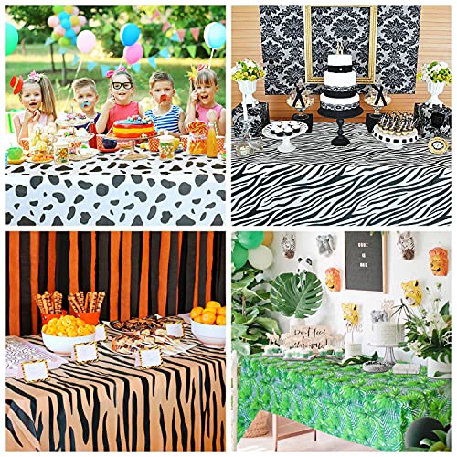 8Pcs Animal Safari Theme Zoo Print Table Cover - Animal Theme Tablecloth Jungle Table Cover For Animal Theme Party Supplies Birthday Party Baby Showers Zoo Jungle Safari Themed Party #TOP2