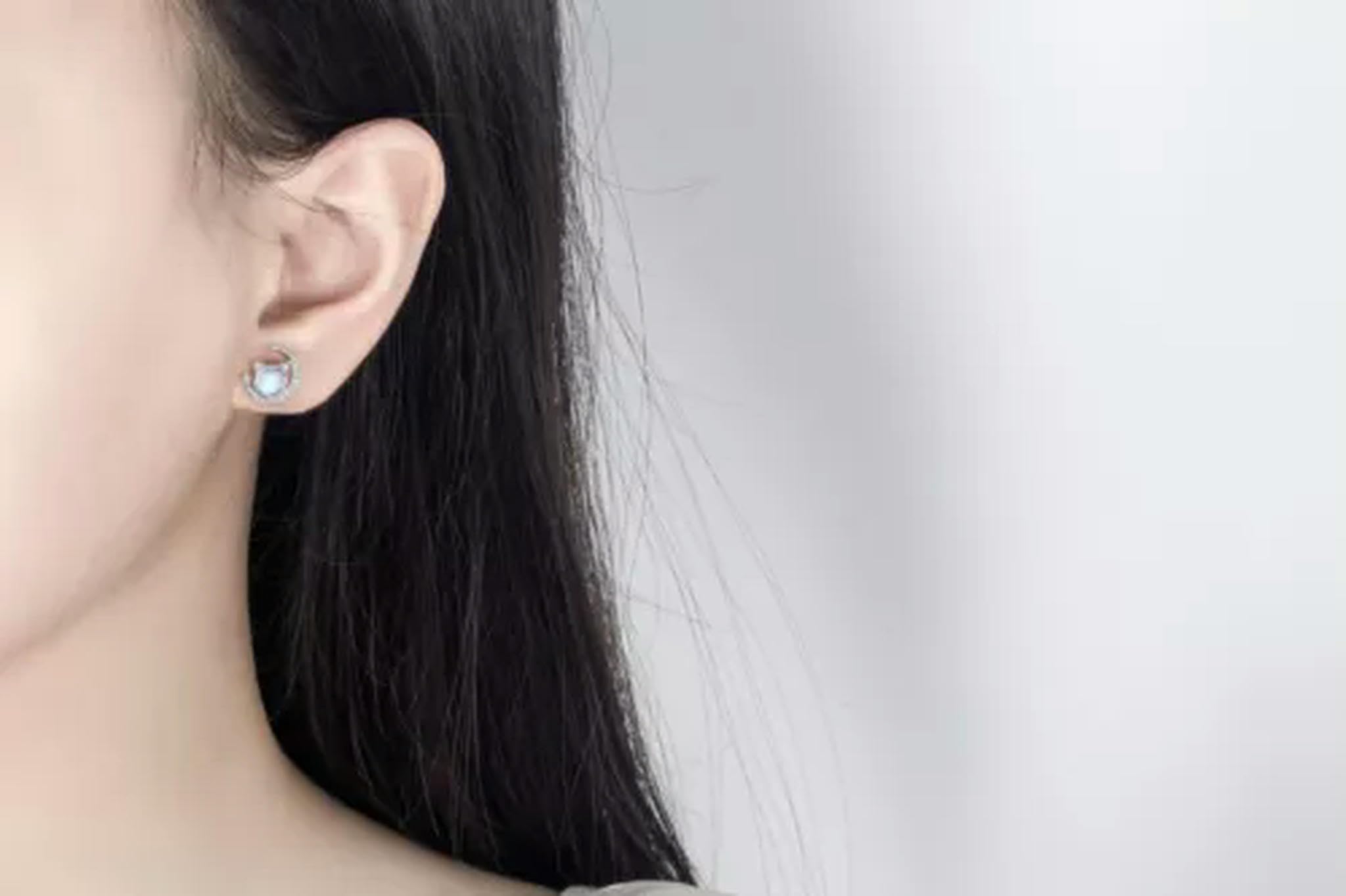 ISCBAFYX Damen 925 Silber Mondstein Katze Mond Halskette Ohrringe Sets Schmuck-Roségold