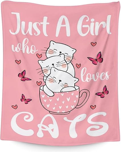 Cat Blanket Gifts - 30"x40" Cute Throw for Girls - Pink Soft Fuzzy Blankets for Couch & Office
