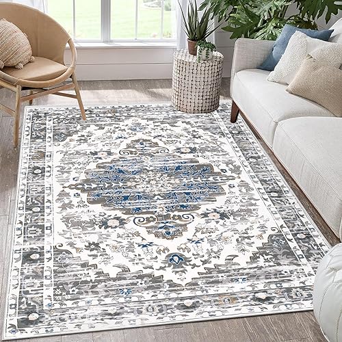 Enyhom Boho Vintageteppiche 120 x 180 cm, Weich Kurzflor Wohnzimmerteppich rutschfest Waschbar...