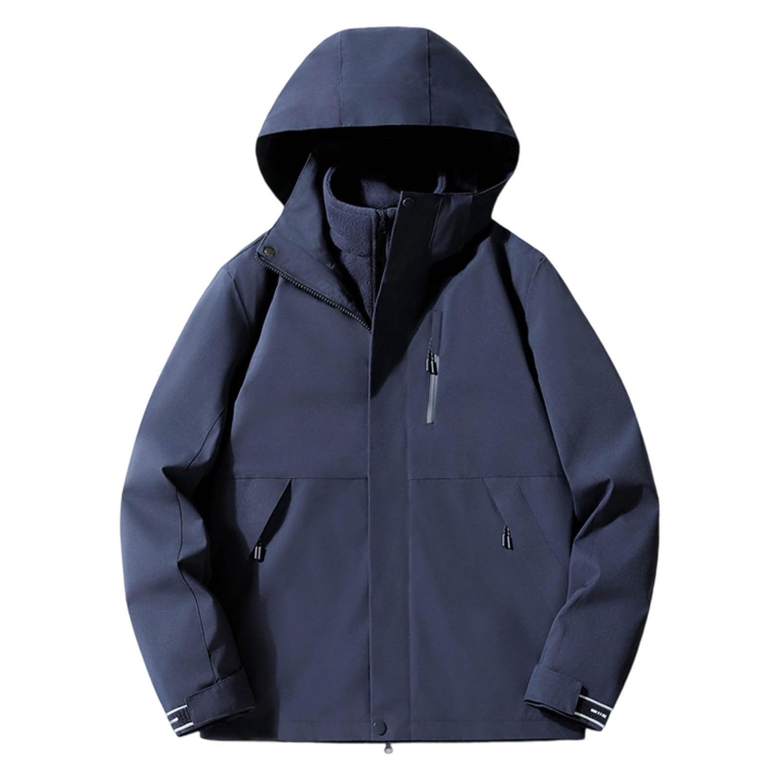 Generisch 2026 Chubasquero Chaqueta térmica para hombre, abrigo desmontable con forro polar para exteriores, para senderismo, camping, ropa casual