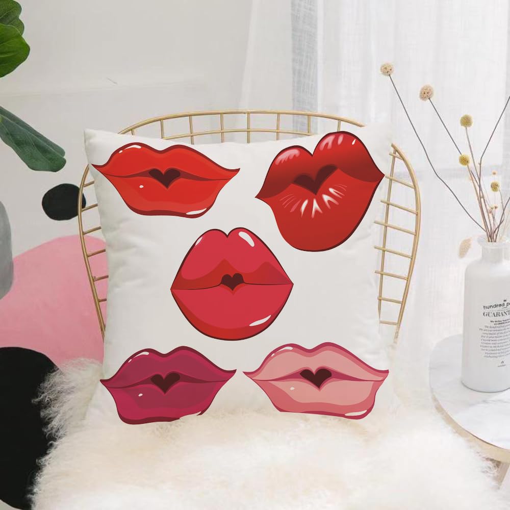 Hyosxw Kissing, Sexy Woman Heart Shaped Lips Kissin - A6 Cushion Cover,Throw Pillow Case Home Decorative For Living Room Bedroom Sofa Chair 18X18 Inch,Kissing, Sexy Woman Heart Shaped Lips Kissing Woman Love Going,Pillowcase 45X45cm
