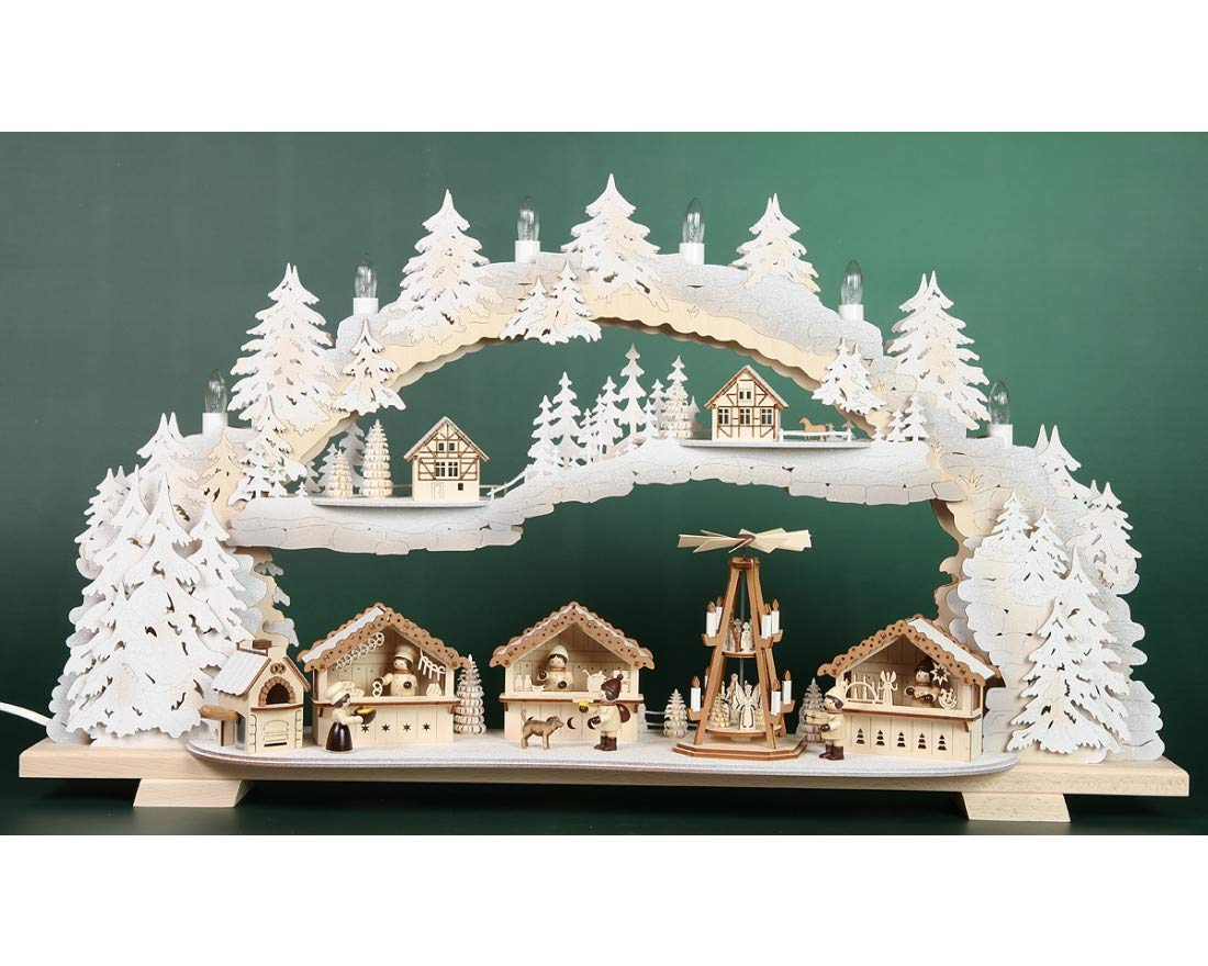 Tietze Candle Arch - Christmas Market with Snow - 72x43x13 cm / 28x16x5 inch