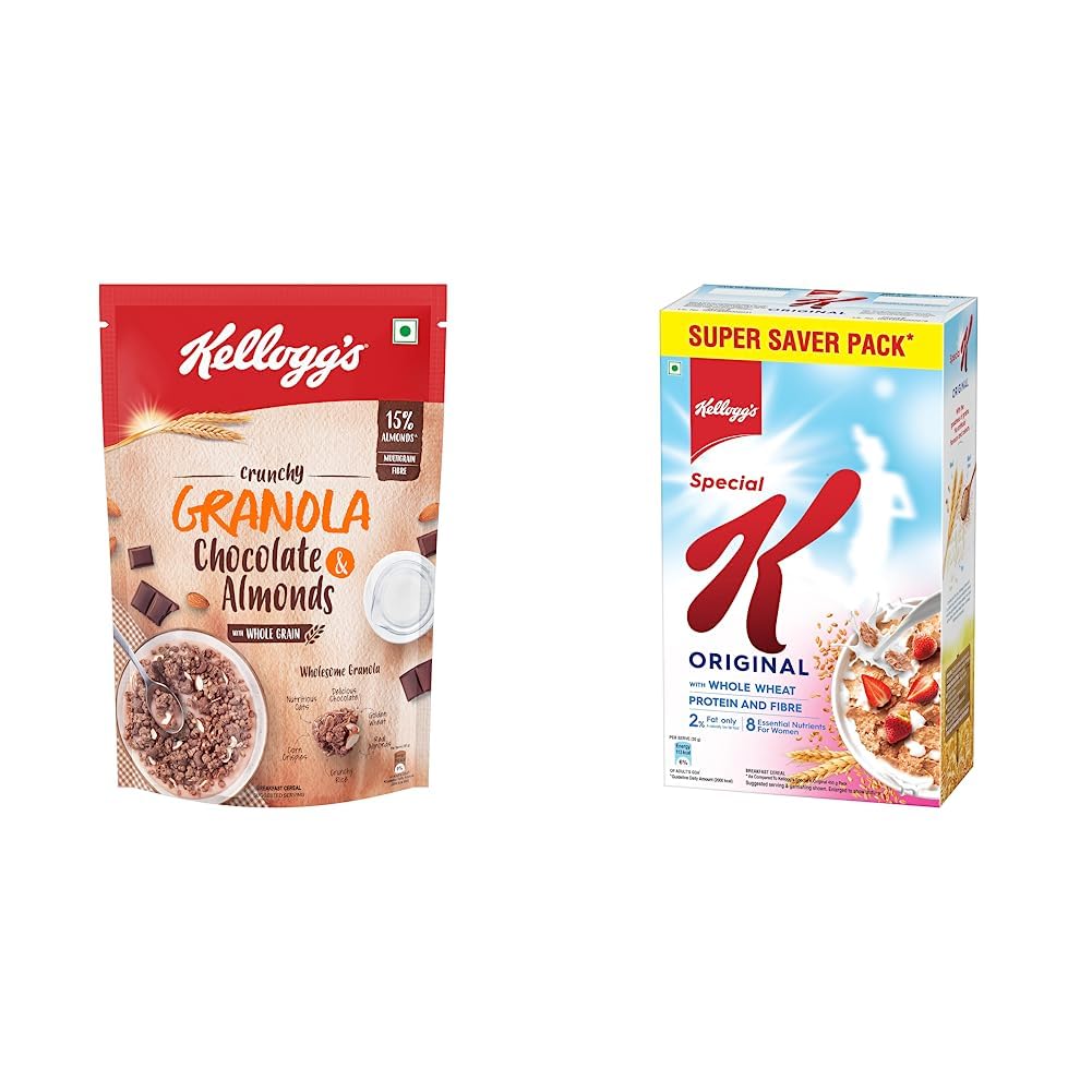 Crunchy Granola Chocolate &Almonds, Multigrain Flakes,450g + Original Special K, Low Fat, High in BGroup Vitamins, Source of Protein &Fibre, Naturally Cholesterol Free,900g Breakfast Cereals