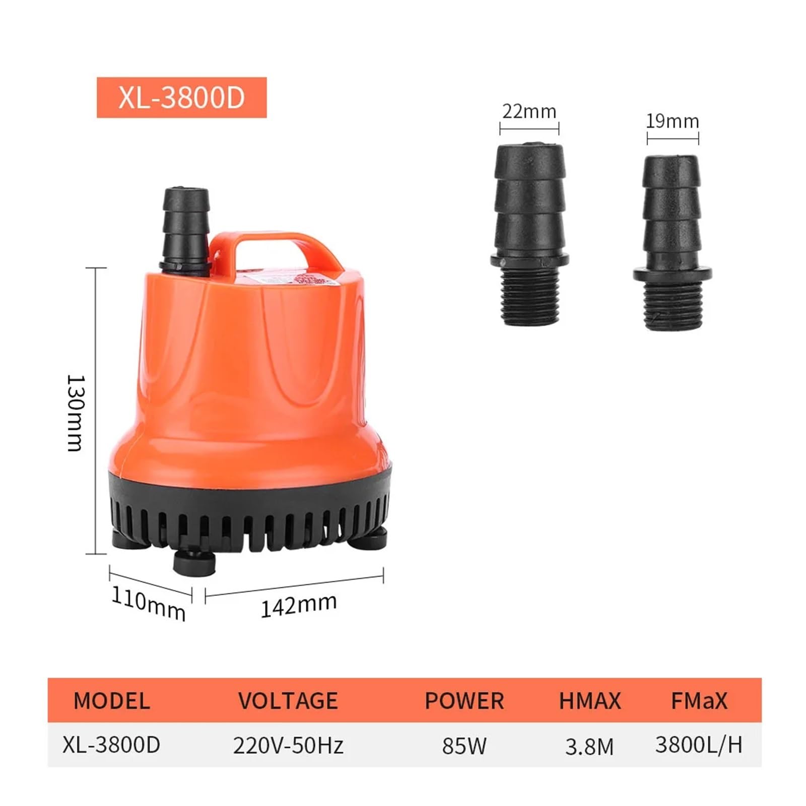 Industrial Water Pressure Diaphragm Pump Silent Multifunctional Bottom Suction Submersible Pump Suitable For Fish Tanks Garden Fountains Small Water Pumps(XL-3800D)