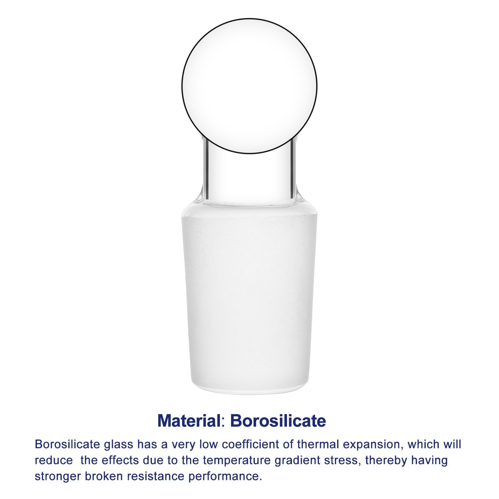 Labasics Bouchons Pleins en Verre, Bouchons en Verre Borosilicate, Fermeture Hermétique pour Fiole, Entonnoirs de Séparation et Verrerie de Laboratoire, Lot de 5, Rodage Extérieur 19/22