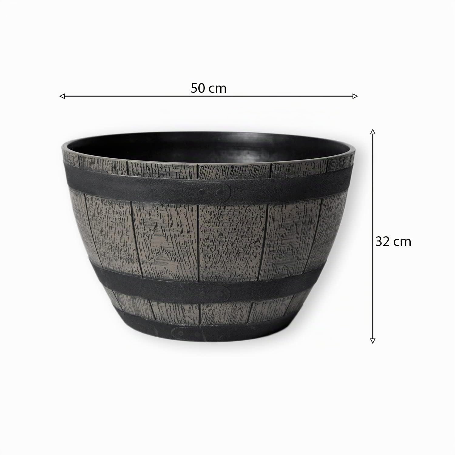colourliving Pflanzkübel Pflanztopf rund 50 cm Weinfass-Optik Blumenkübel Blumentopf Blumenfass wetterbeständig