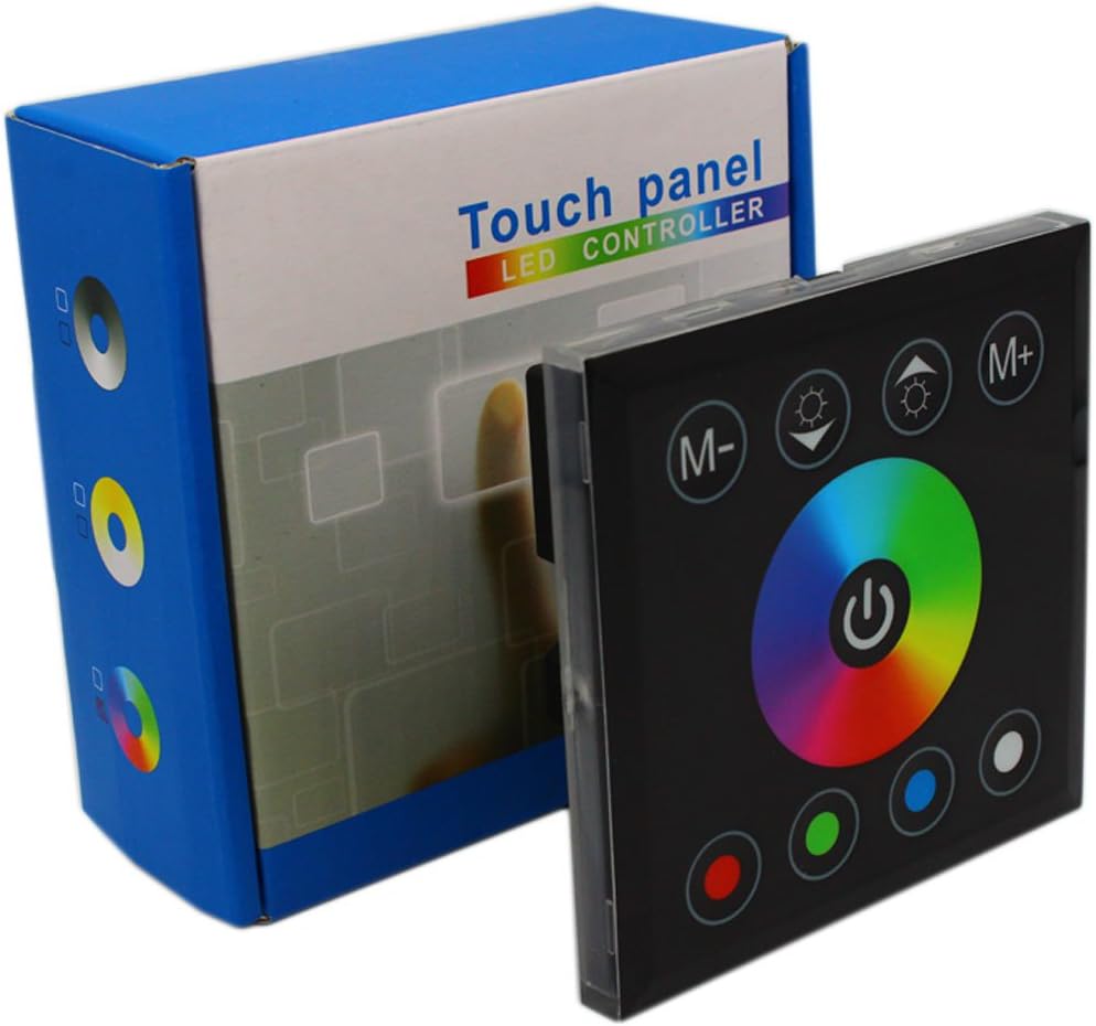 LED Touch Panel Controller DC12-24V 4CH Wall-Mounted RGBW Controller Sensitive Touch for LED Point Source of light Flexible Stirp (Black)
