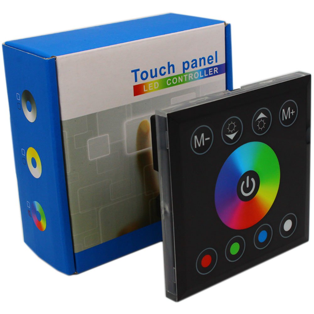 LED Touch Panel Controller DC12-24V 4CH Wall-Mounted RGBW Controller Sensitive Touch for LED Point Source of light Flexible Stirp (Black)