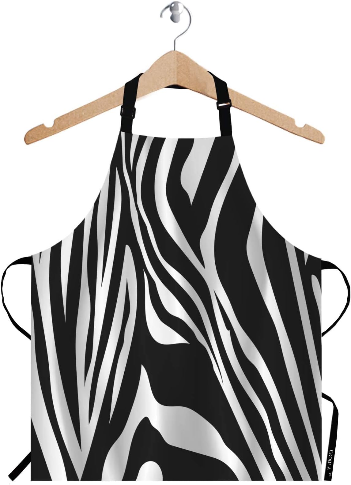 EKOBLAZebra Stripes Aprons Black And White Zebra Print Animal Pattern Skin Abstract Art Waterproof Resistant Chef Cooking Kitchen BBQ Adjustable Aprons for Women Men 27x31 Inch