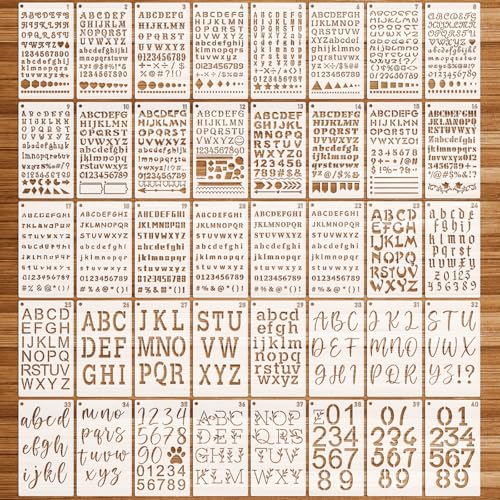 OOTSR 40Pz Plantillas de Letras y Números de Diario, 17,8 x 10,2cm Alfabetos Plantilla Pintura de Dibujo DIY para Cuaderno Bullet Diario, Journal Stencils Decoración para Álbum de Recortes Bricolaje