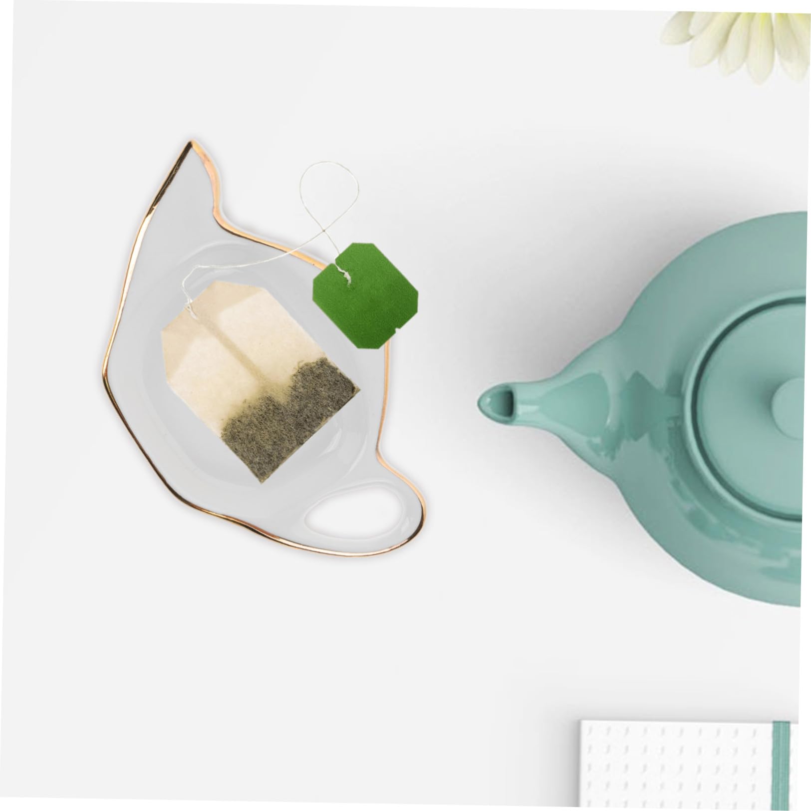 Set da 8 Piatti Portabustine da Tè in Materiale Ceramico a Forma di Teiera