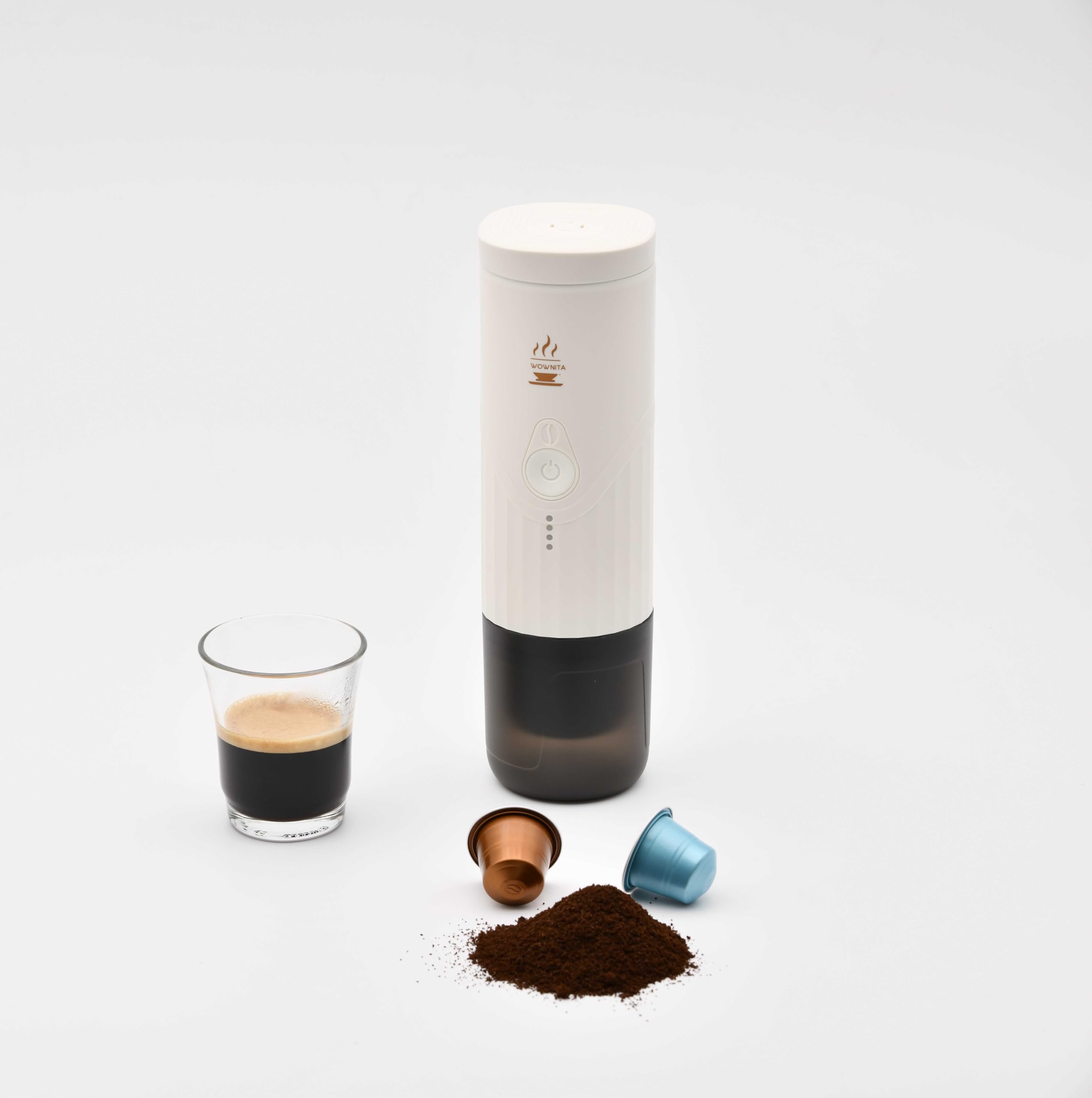 Cafetera portátil Cafetera Superautomática café molido y de Cápsulas NS portátil autocalentadora Regalo Ideal para Amantes del Café Máquina de Café Eléctrica Cafetera Mini (Blanco)