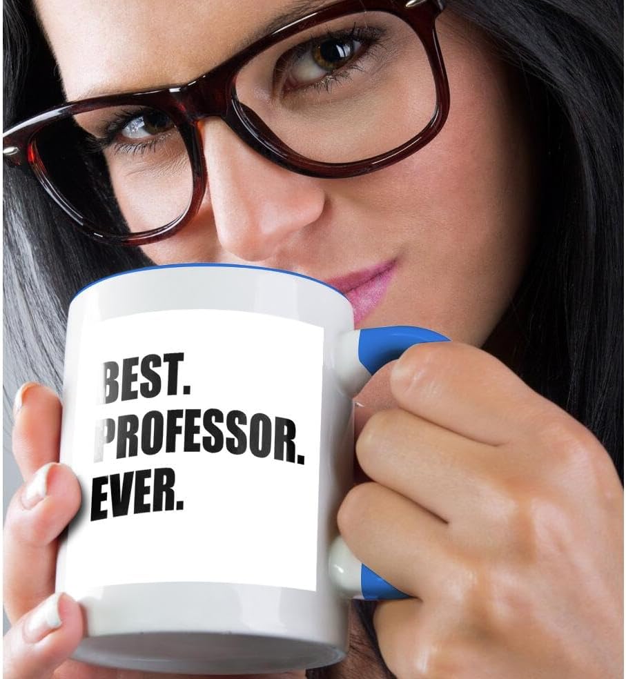 Miniatura 2 de 3dRose Best Professor Ever - Taza de dos tonos, regalo para profesores universitarios inspiradores, 11 onzas, azul