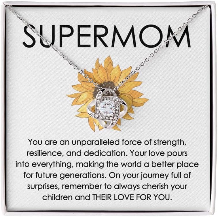 Mother's Day Necklace Silver Plated Love Knot Standard - You are an Unparalleled - Supermom Motherhood Wife Mom of Boy Girl Relationship