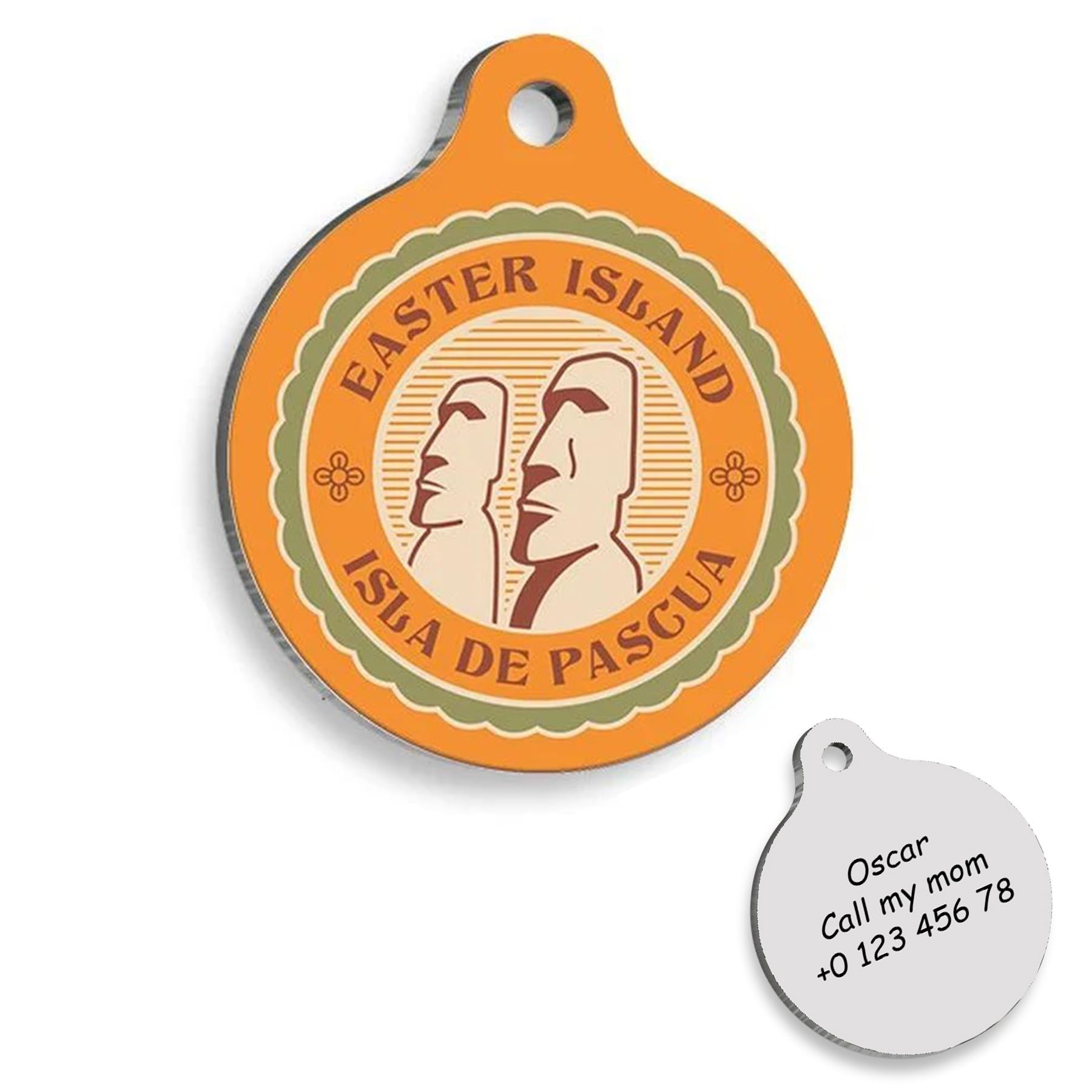 Easter Island Personalized Dog Tag - Custom Name Tag - ID Tag for Dog & Cat - Customized Pet Tags - Dog & Cat Name id Tag - Dog Name Tag - Engraved Dog Tag