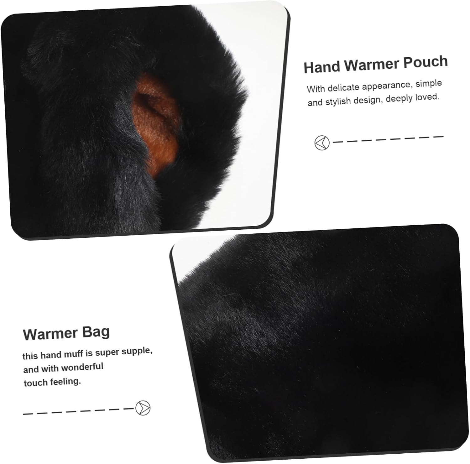 Generic Belt Hand Warmer Bag Christmas Glove Black Short Plush Warm Plush