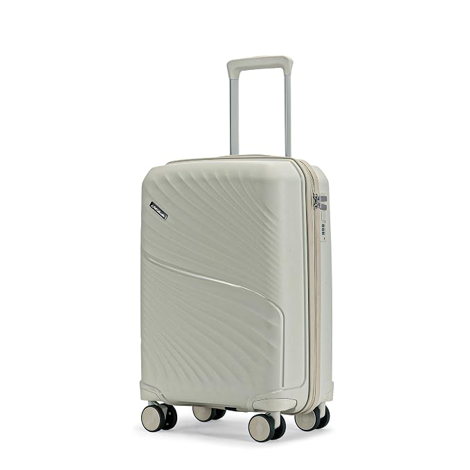 Meridian Cabin Suitcase 55 cm 20 inch Polypropylene Hard Trolley, 8 Spinner Wheels, 2-Pocket Convipack, Recessed Number Lock, Carry-On for Men & Women Ghost Grey/Limestone Grey