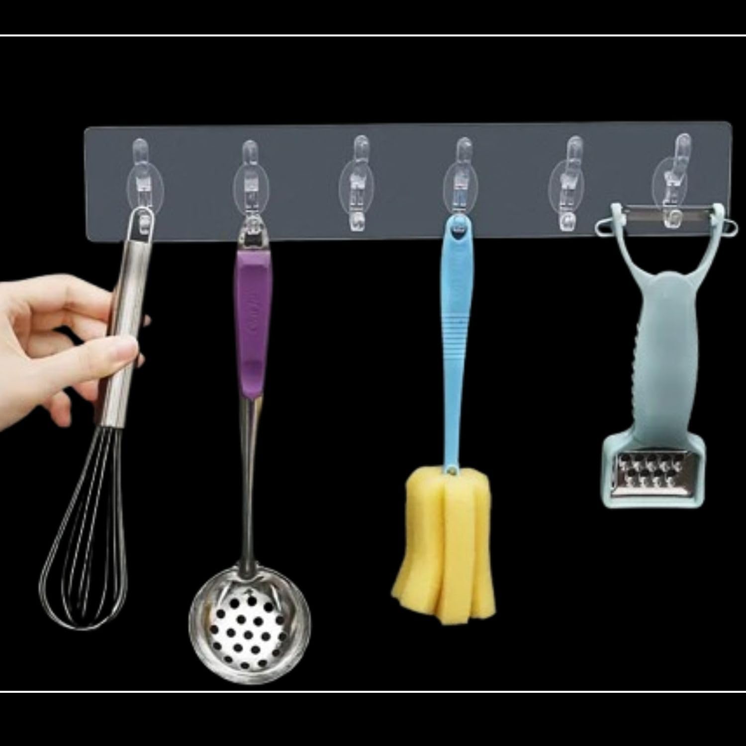 Misamo Enterprise Transparent Over Door Hook Rack, 6 Hooks (Set of 2) - Image 7 thumbnail