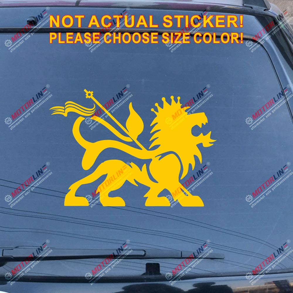 Lion of Judah Decal Sticker Rasta Rastafari Flag Car Vinyl Jamaica Ethiopia b (Yellow, 6'' (15.2cm))