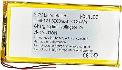 DC 3.7V 8200mah 7565121 Batería de repuesto de polímero de litio recargable para productos electrónicos DIY 3.7-5V con reemplazo de batería de 2