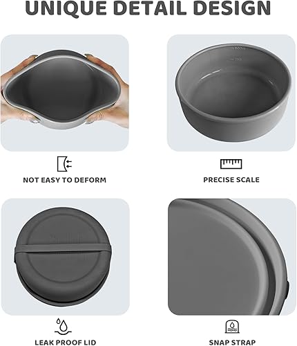 Miniatura 4 de Recipientes de silicona para almacenamiento de alimentos, juego de 3 recipientes reutilizables de silicona Bento con tapas (17 onzas, 25 onzas, 42