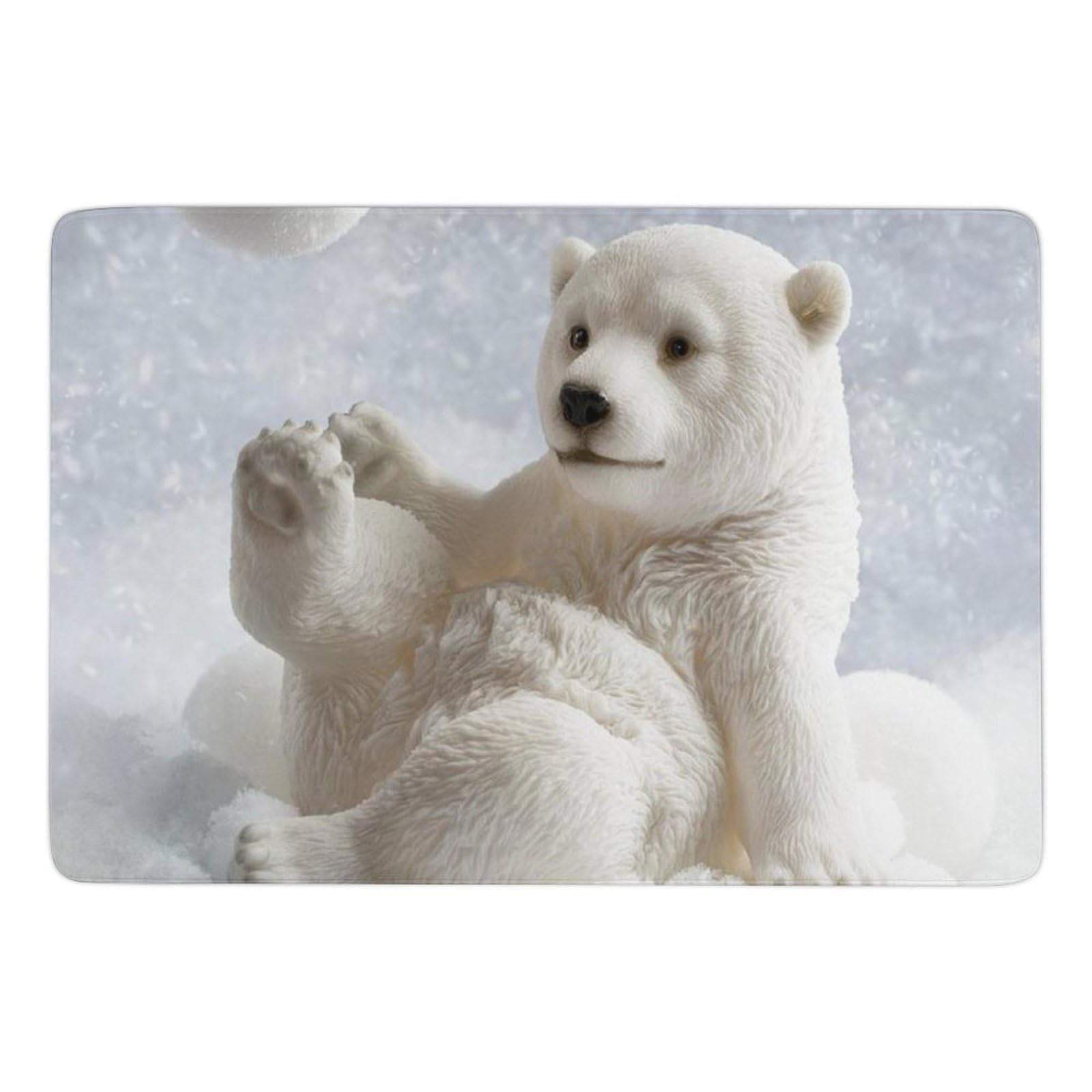 Tapis en velours corail de 150x100 cm avec motif de boules de neige