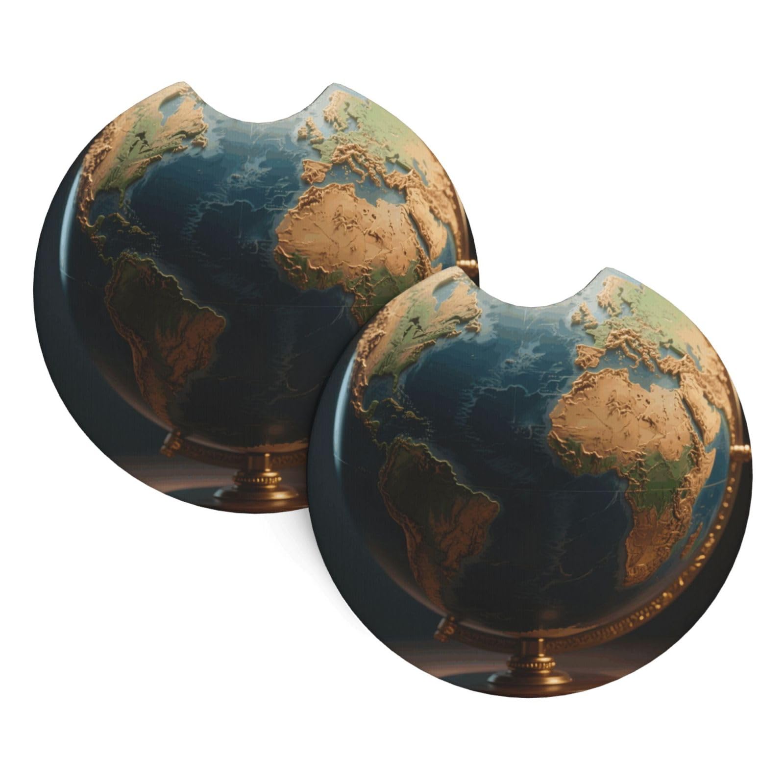 2 Pack Car Coaster for Cup Holders World Map Car Cup Coaster 2.7" Neoprene Non-Slip Automotive Cup Mat Universal Auto Car Interior Accessories for Women Men Cup Pad