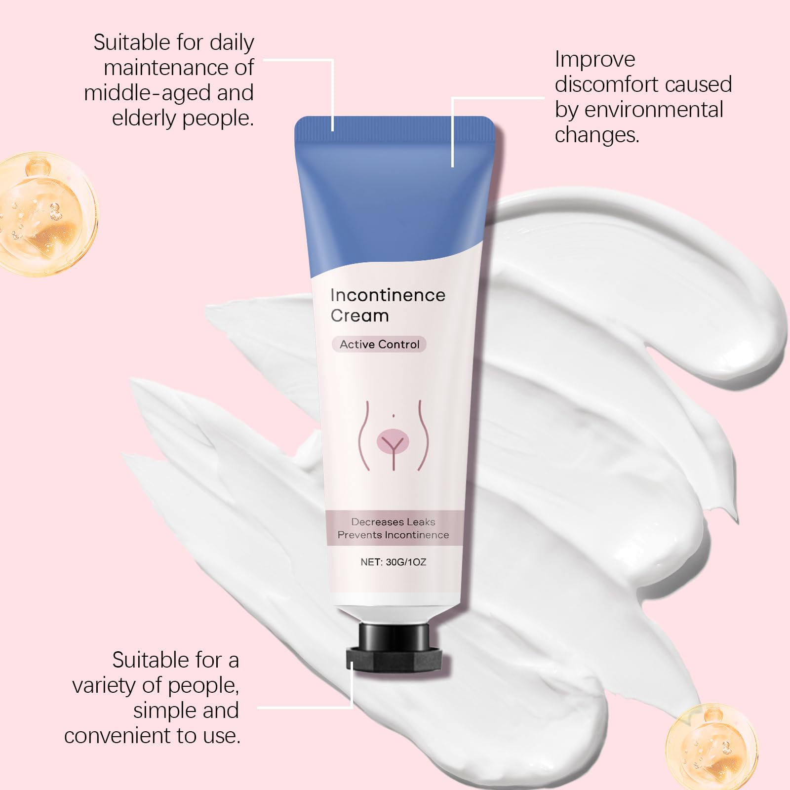 Inkontinenzcreme für Frauen, natürliche Formel, hautschützend, lindert Beschwerden, sanfte, beruhigende, leichte, nicht fettende Intimpflege für die tägliche Anwendung, kühlender (6PCS)