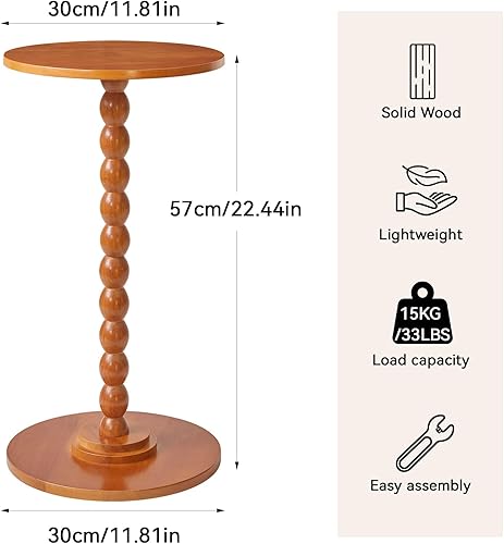 Miniatura 3 de Mesa auxiliar redonda de madera, pequeña mesa decorativa, mesita de noche, mesa auxiliar moderna para sala de estar, dormitorio, espacio pequeño,