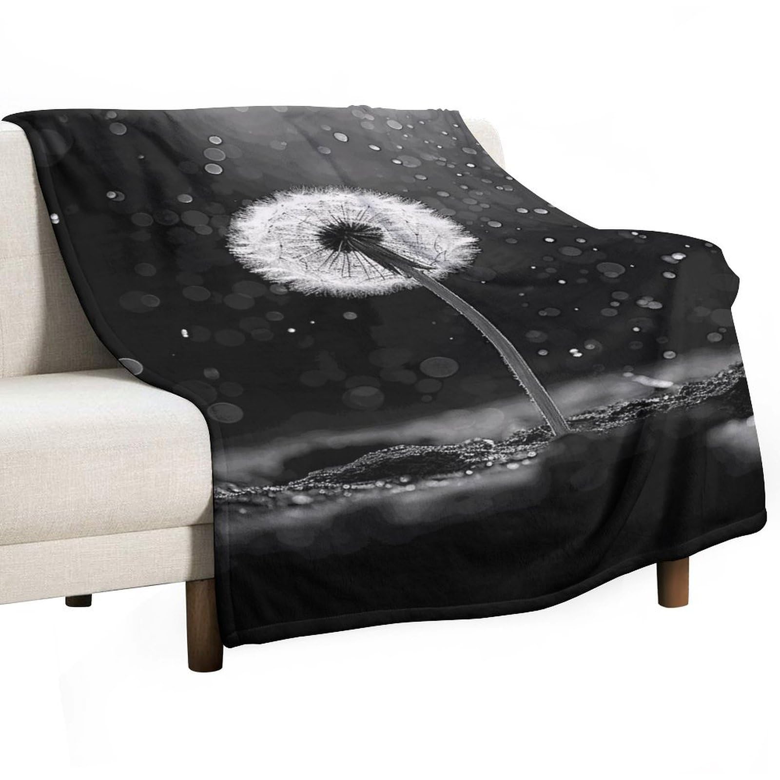 Couverture flanelle douce au fini premium et motif pissenlit graphique