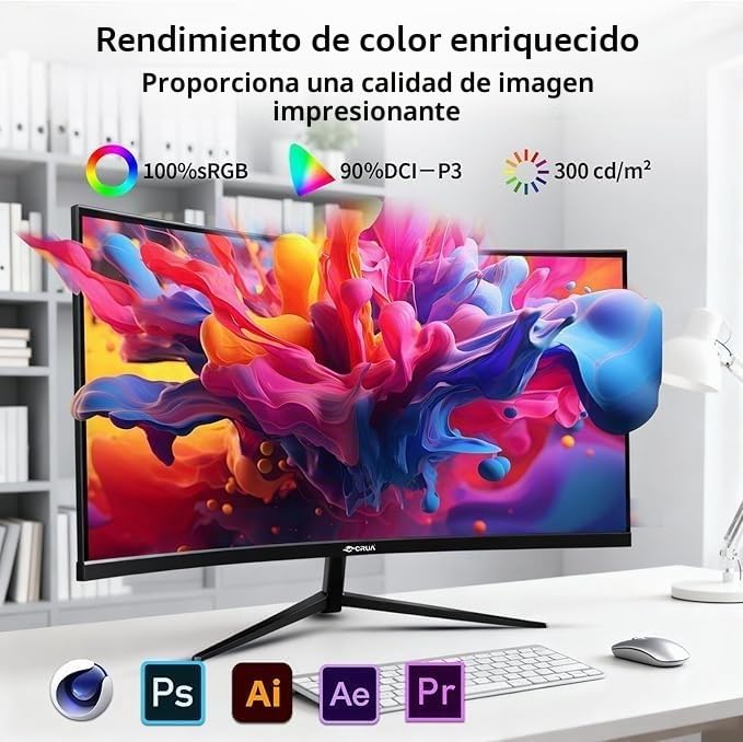 Monitor 4K de 32" CRUA UHD pantalla curva 3000R para diseño y gaming 2