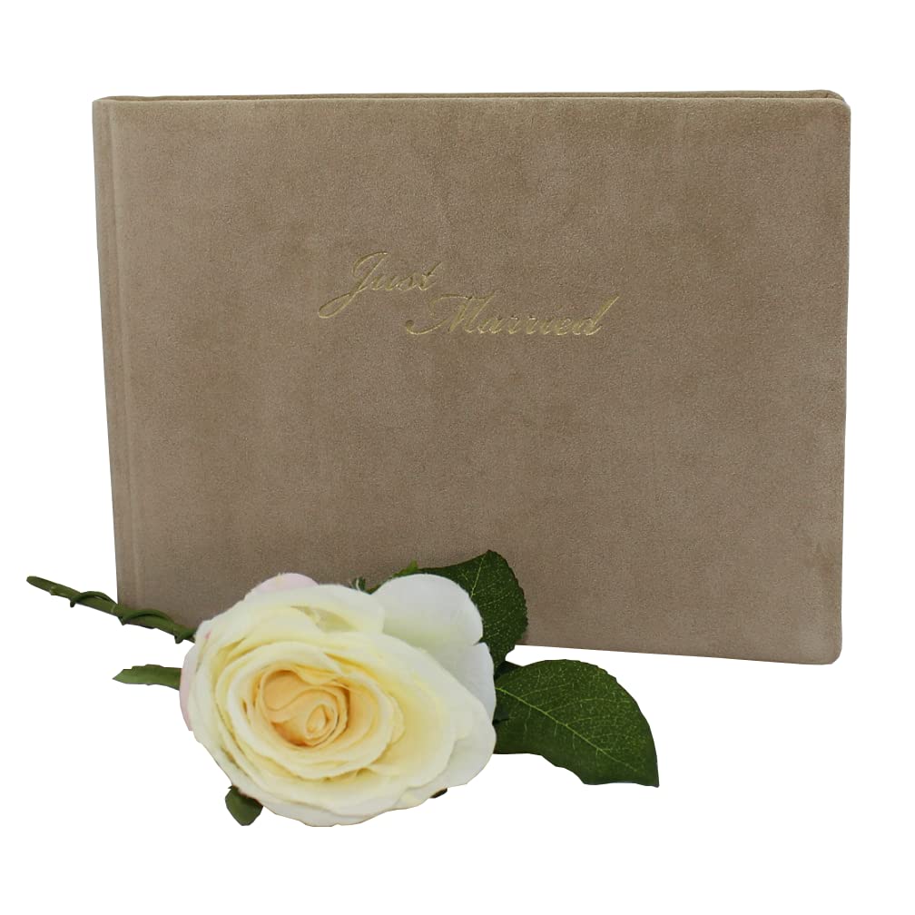 Vera Donna Buchbinderische Papier & Lederverarbeitung Księga gości weselnych "Just Married" zamszowa, kolor latte macchiato