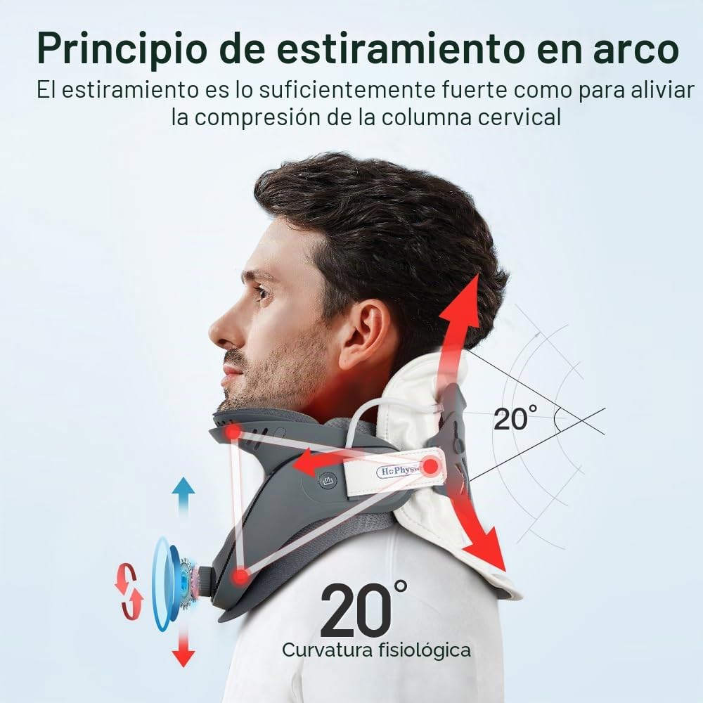 HEYOUTH Dispositivo de Tracción Cervical Ajustable y Ligero - Soporte para Cuello con Airbag, Alivio Dolor y Alineación Vertebral para Uso en Hogar