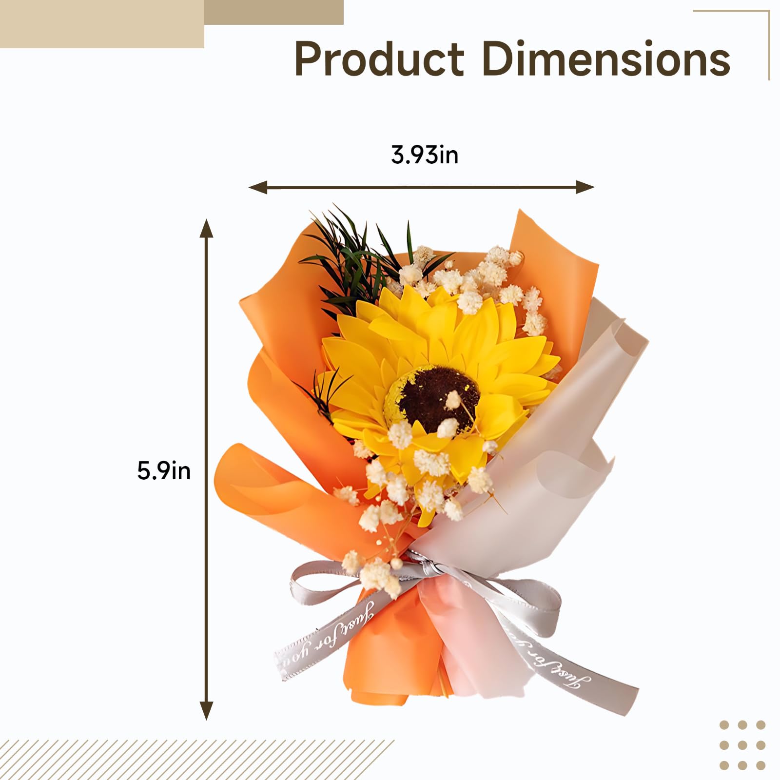 Lot de 4 Mini Bouquets de Fleurs séchées, Clip d’aération pour Voiture, Fleurs éternelles Faites Main, pour Elle, déco Maison et Voiture, 10 x 15 cm