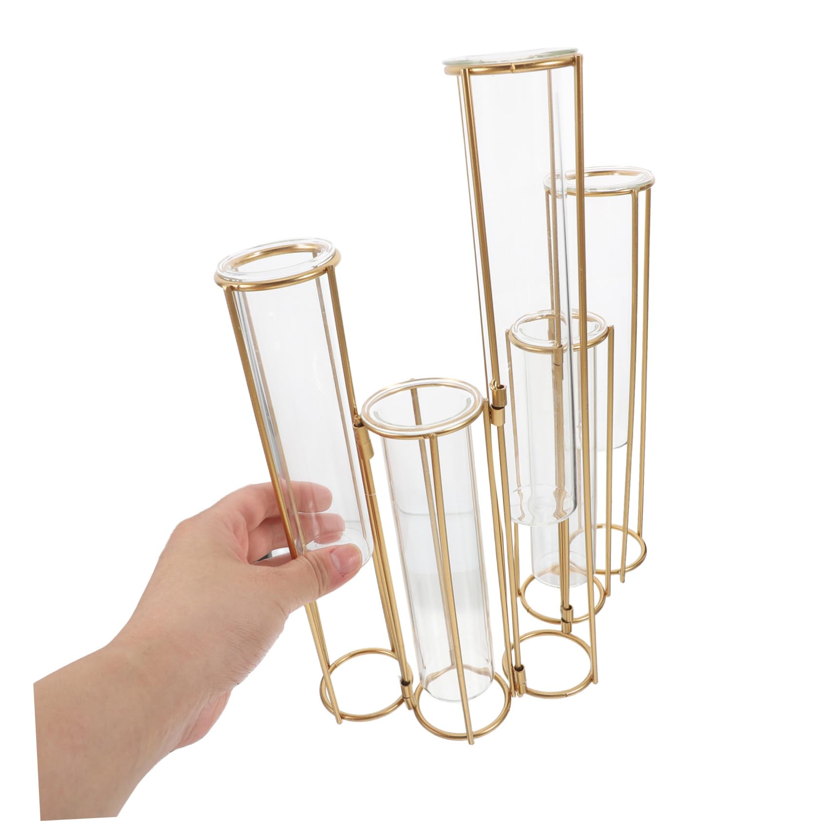 MAGICLULU Vase Hydroponique Verre avec Support Métallique Tubes De Propagation pour Plantes Décoration De Maison Et Bureau