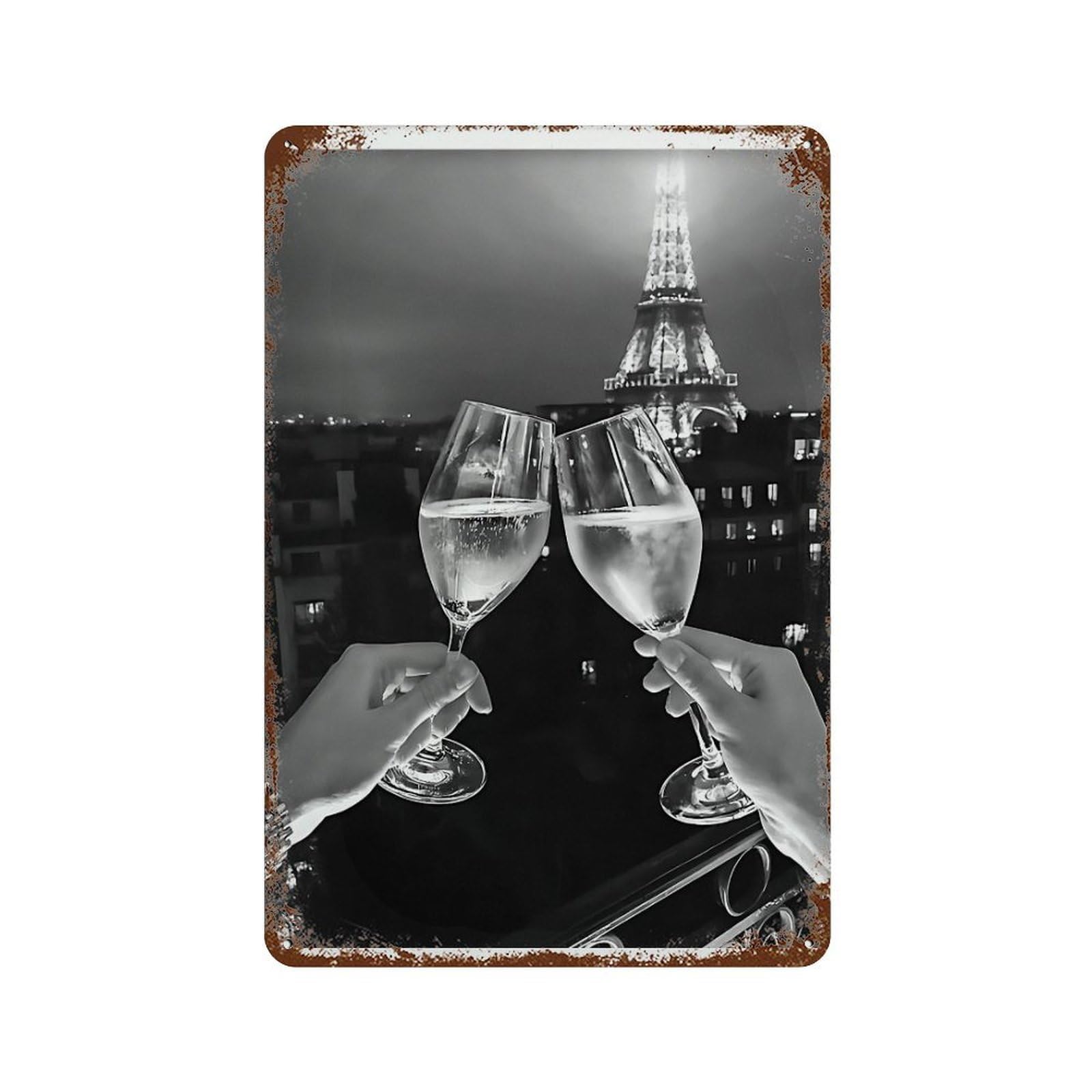 xiaoxiaoshen Cheers! Black And White Retro Bar Cart Poster Wall Decor Art Metal Tin Poster Modern Home Decor Art Home Bar Shop Decorations Vintage Sign 30x20cm
