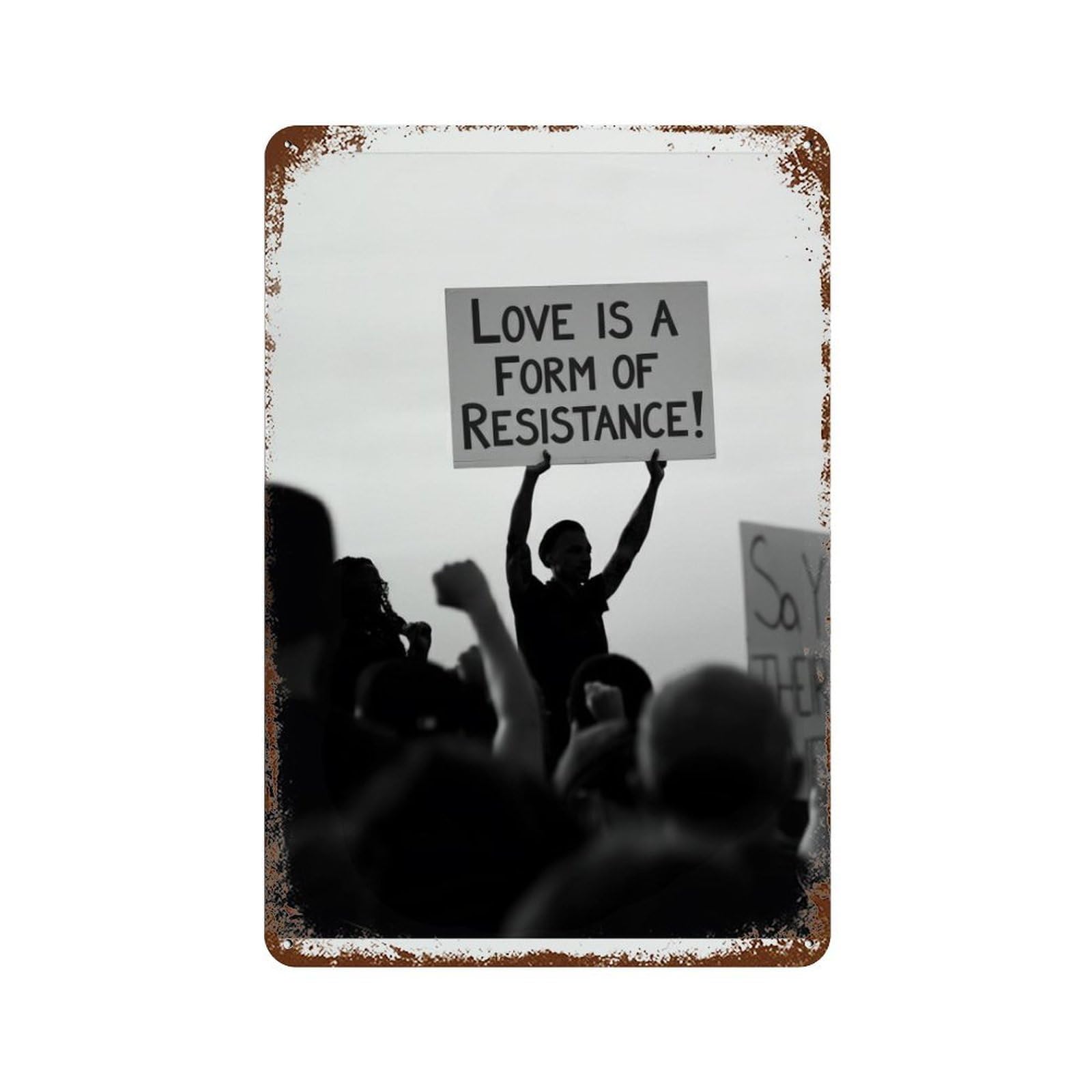 xiaoxiaoshen Protest Love Is A Form of Resistance, Feminist Wall Decor Art Metal Tin Poster Modern Home Decor Art Home Bar Shop Decorations Vintage Sign 30x20cm