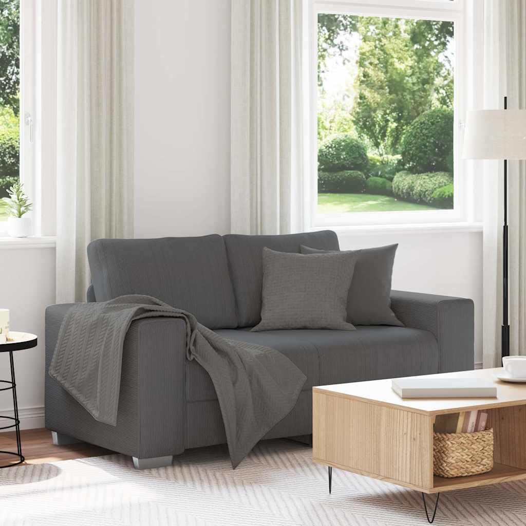 IKAYAA Divano 2 Posti Divano Due Posti con Braccioli Divano 2 Posti in Tessuto di Velluto a Coste per Soggiorno/Appartamento/Camera da Letto-Grigio scuro-120 cm
