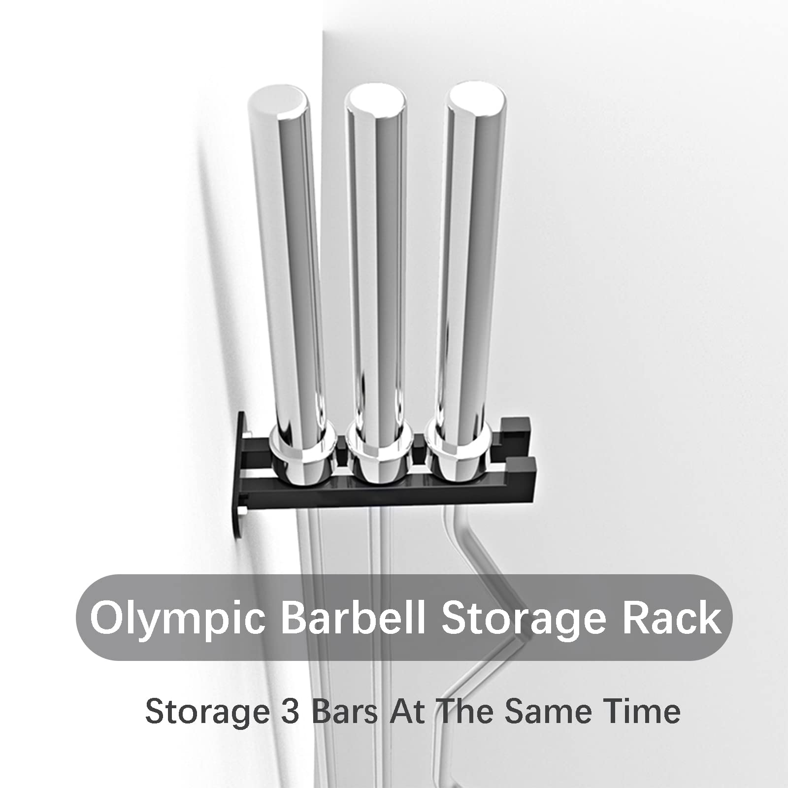 Langhantel Ablageständer Wandmontage, Barbell Bar Rack Halterungen Stahl, Langhantel Ablageständer Wandhalterung für Langhantelstange 50mm, Mattschwarz