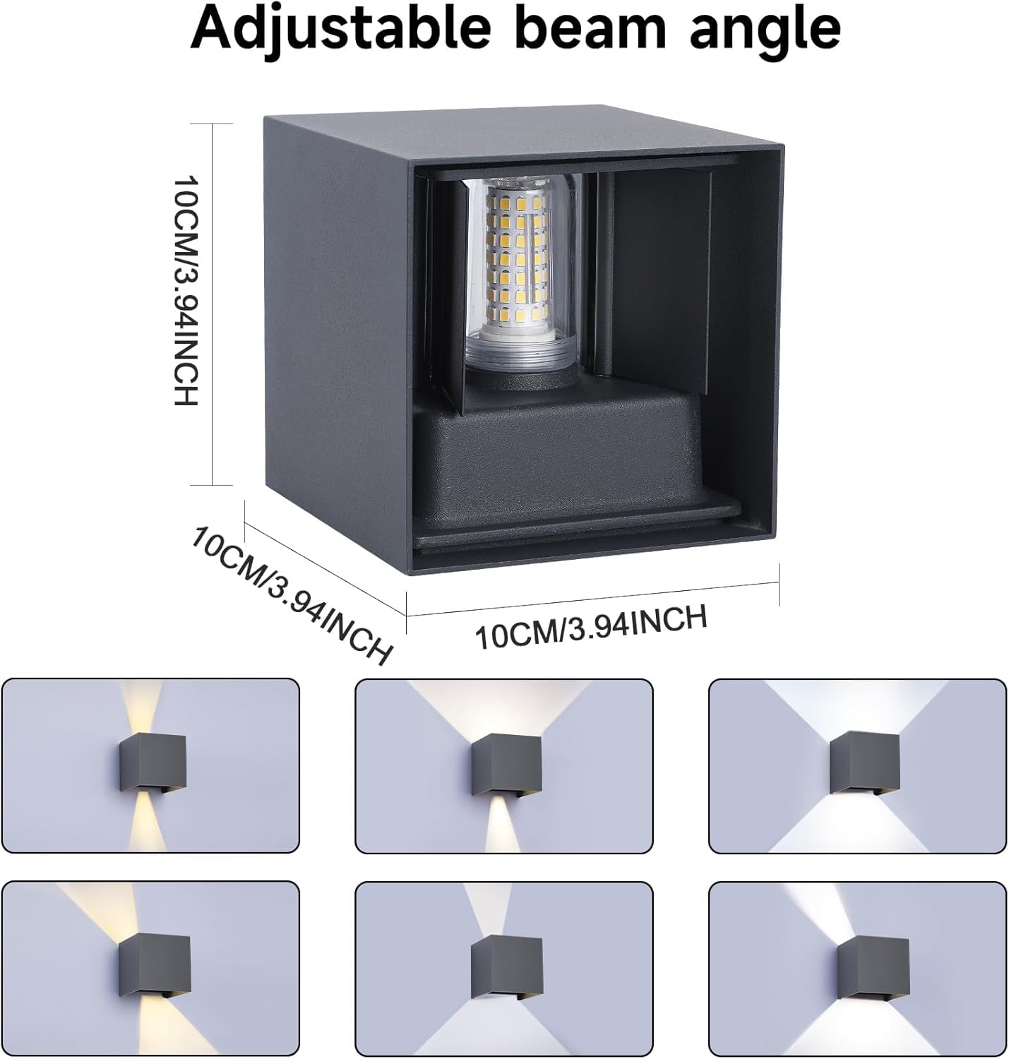 Applique da Esterno/Interno 4 Pezzi, Lampada Parete LED 9W 3000K Bianco Caldo, IP65, G9 Incluse, Antracite, per Giardino, Terrazzo