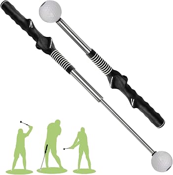 Retractable Golf Swing Training Aid, Golf Grip Trainer & Golf Swing Trainer for Warm-up, Right-Handed Golf Club for Indoor Practice, Golf Accessories - Strength & Tempo Training for Chipping Hitting