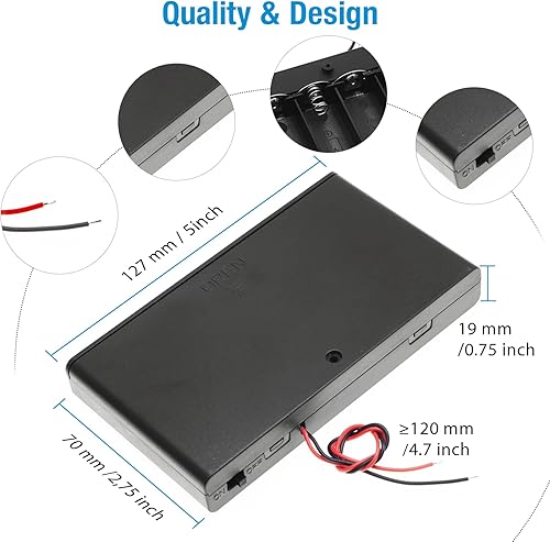 Miniatura 7 de QTEATAK 6 unids 2 x 3V CR2032 botón moneda celda titular de la batería con plomo encendido apagado interruptor