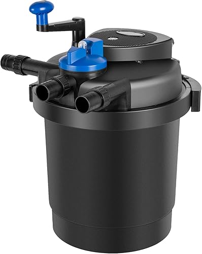 Anbull Filtro de estanque de presión biológica, filtro biológico presurizado de 1580 GPH con luz de 11 vatios, sistema de filtro de estanque con