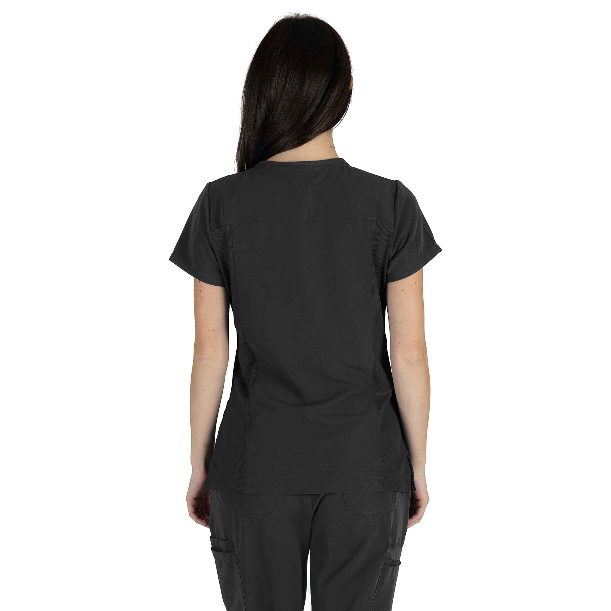 B-well Julia Blouse Medicale Femme Élastique 3 Poches Manches Courtes Col en V Anti-Rides avec Élasthanne