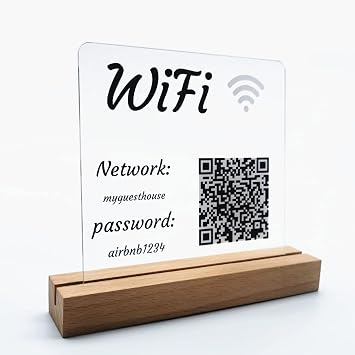 Custom WiFi qr Code Sign, WIFI Password Signs, Wifi Sign for Guests, Wifi Passwords Logo for Home, Wi-Fi Password Symbol Clear